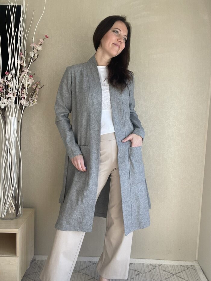 Helehall kalasaba mustriga kardigan villaga - Image 1