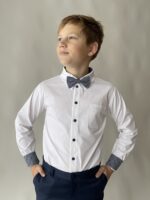 Bow Tie With Navy Blue Square Details - Image 2