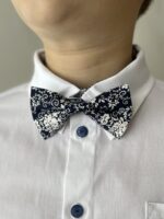 Bow Tie With Navy Blue Floral Details - Image 2