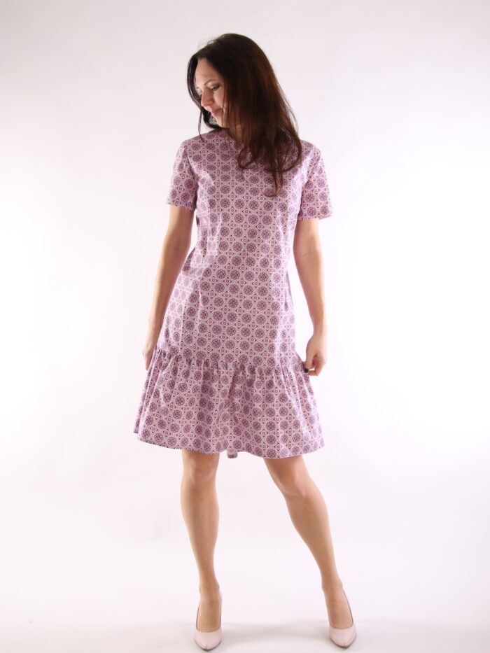 Kleit satsiga, roosa lilleornament - Image 1