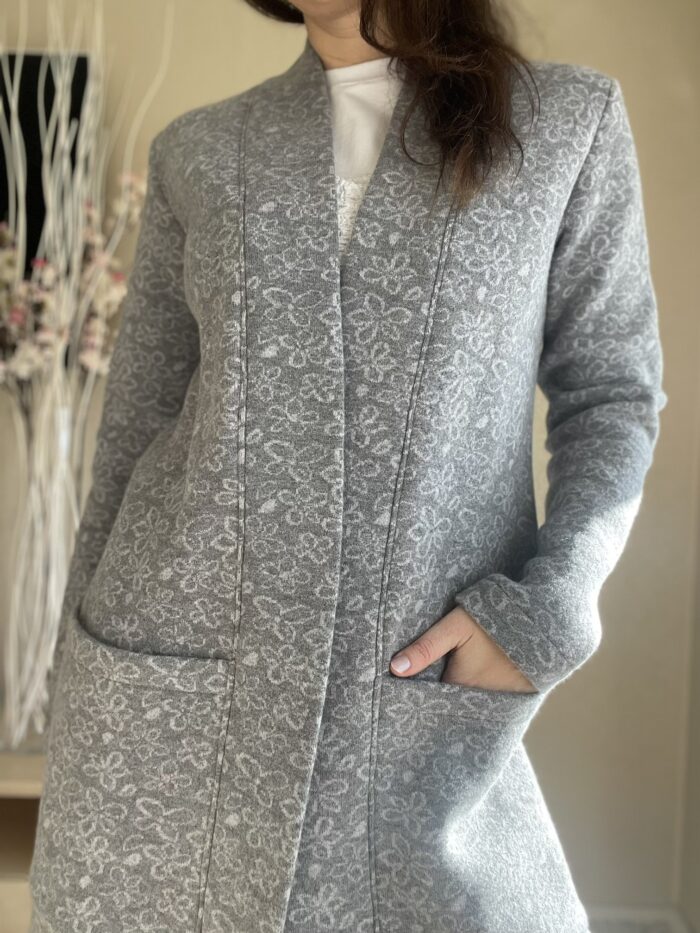 Hall lilledega kardigan, 100% meriinovill - Image 4