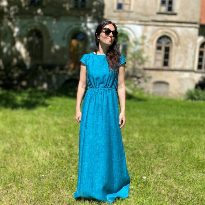 Rohekassinine maksikleit, 100% linane - Image 5