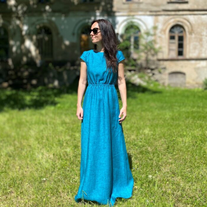 Rohekassinine maksikleit, 100% linane - Image 7