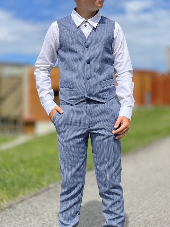 Virgin Wool Light Blue Vest And Trousers - Image 4