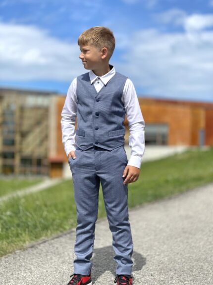 Virgin Wool Light Blue Vest And Trousers