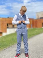 Virgin Wool Light Blue Vest And Trousers - Image 2