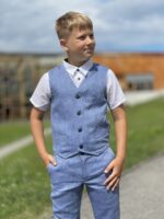 Blue Vest, 100% Linen