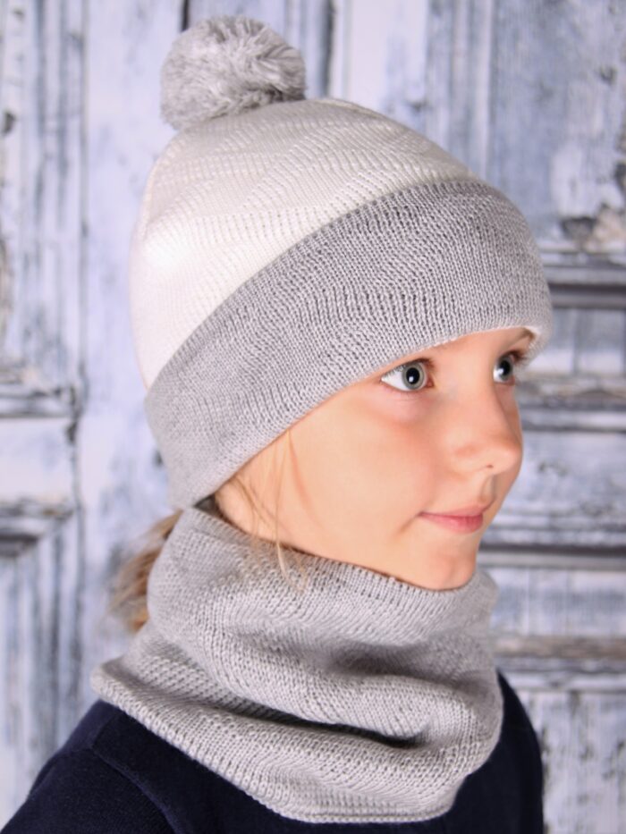 Halli valge kirju müts, 100% MERIINOVILL Hat, 100% Merino Wool - Image 1