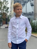 Valge triiksärk, tumesiniste ornamendi detailidega - Image 2