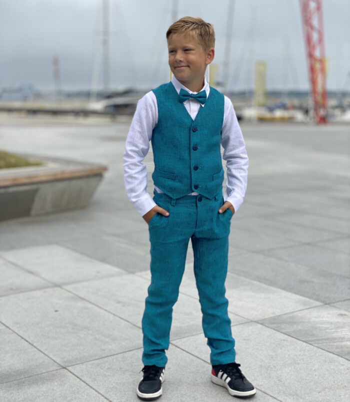 Meresinised püksid, 100% linane - Image 1