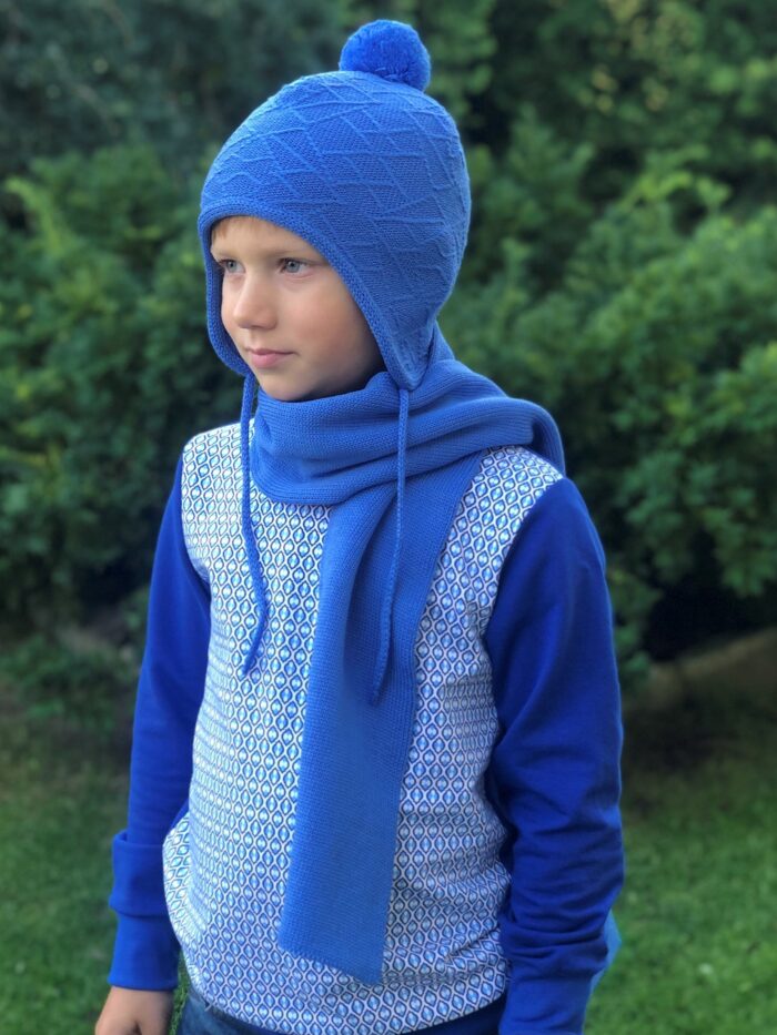 Blue Scarf, 100% Merino Wool - Image 1