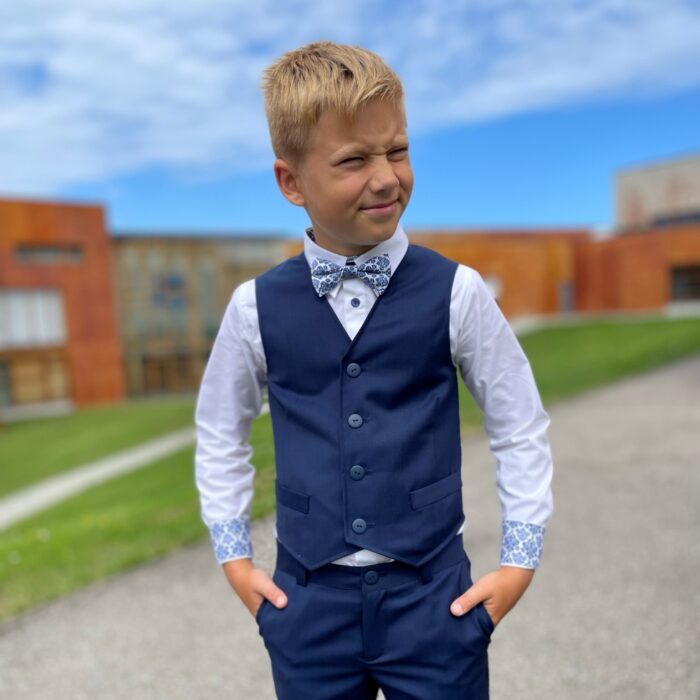 Blue Vest, 100% Merino Wool - Image 1