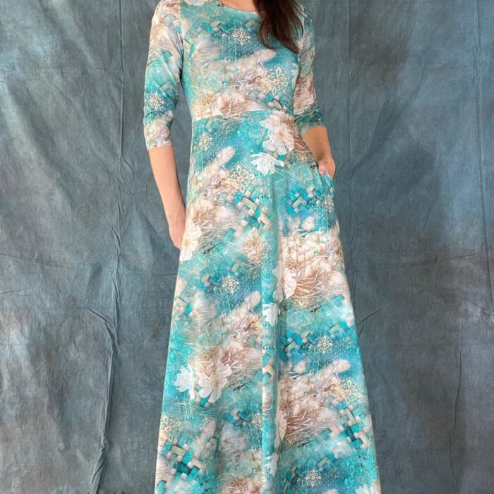 Maksikleit kuldsed lilled türkiisil - Image 2