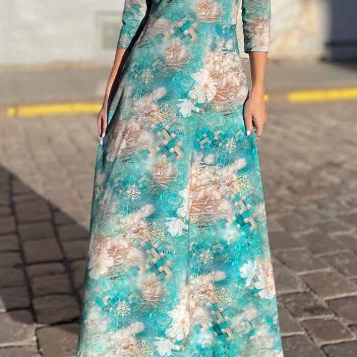 Maksikleit kuldsed lilled türkiisil - Image 5