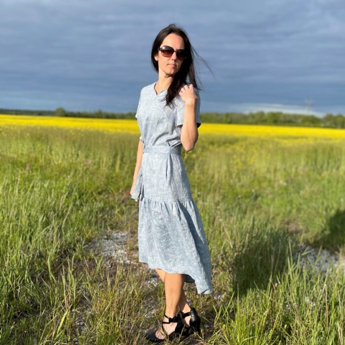 Light Blue Dress, 100% LINEN - Image 1
