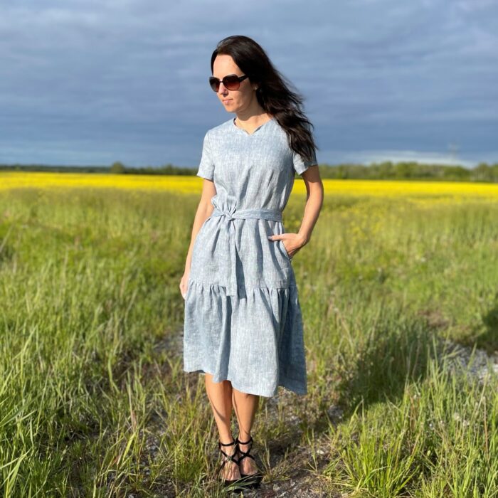 Light Blue Dress, 100% LINEN - Image 2