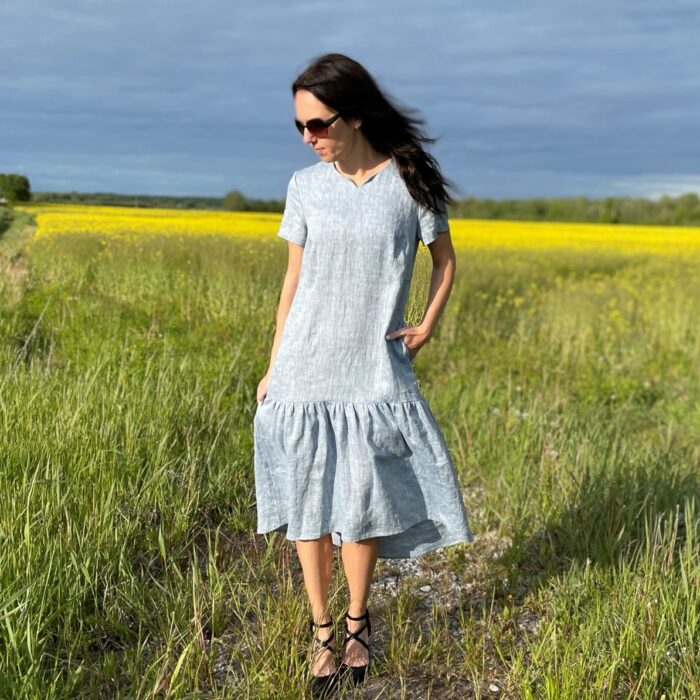 Light Blue Dress, 100% LINEN - Image 3