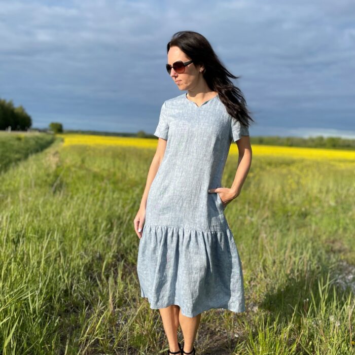 Light Blue Dress, 100% LINEN - Image 4
