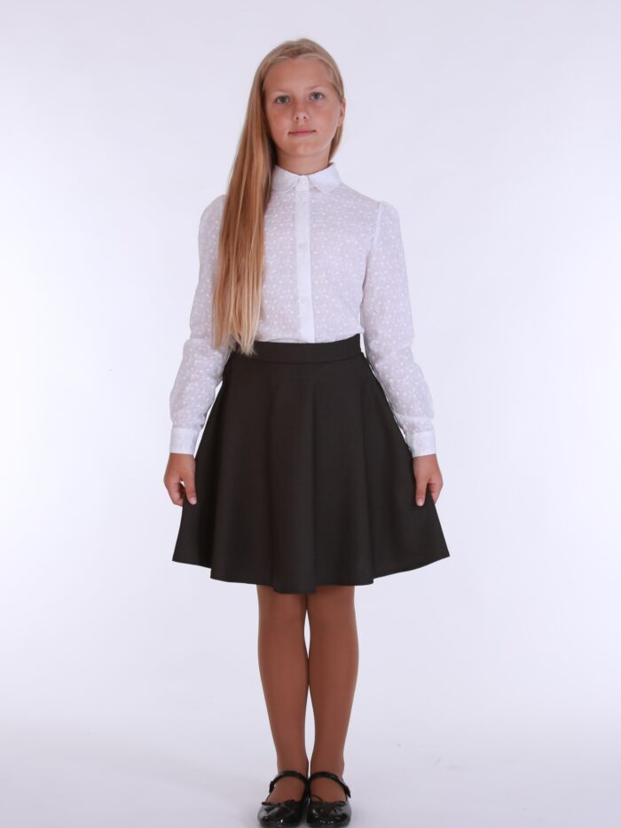 Valge koolipluus lilletikandiga White Blouse - Image 3