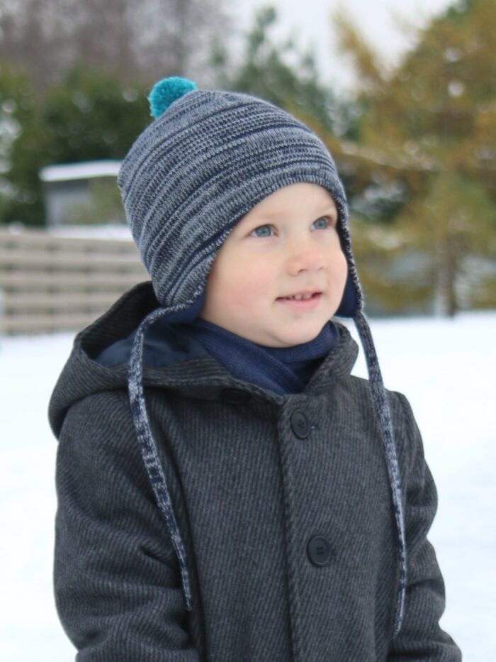 Sinine paeltega müts, 100% meriinovill Blue Hat, 100% Merino Wool - Image 1