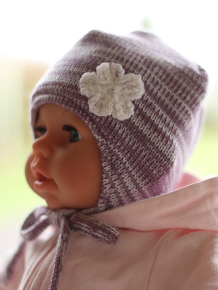 Sirelililla paeltega müts, 100% meriinovill - Image 2