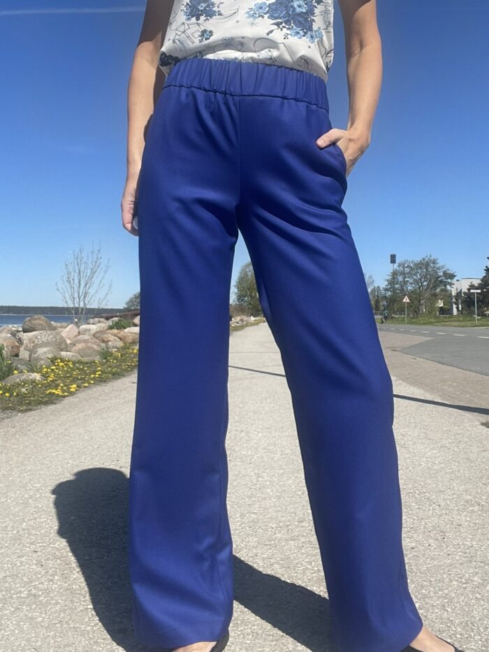 Wide Leg Trousers Royal Blue, 100% Merino Wool - Image 1