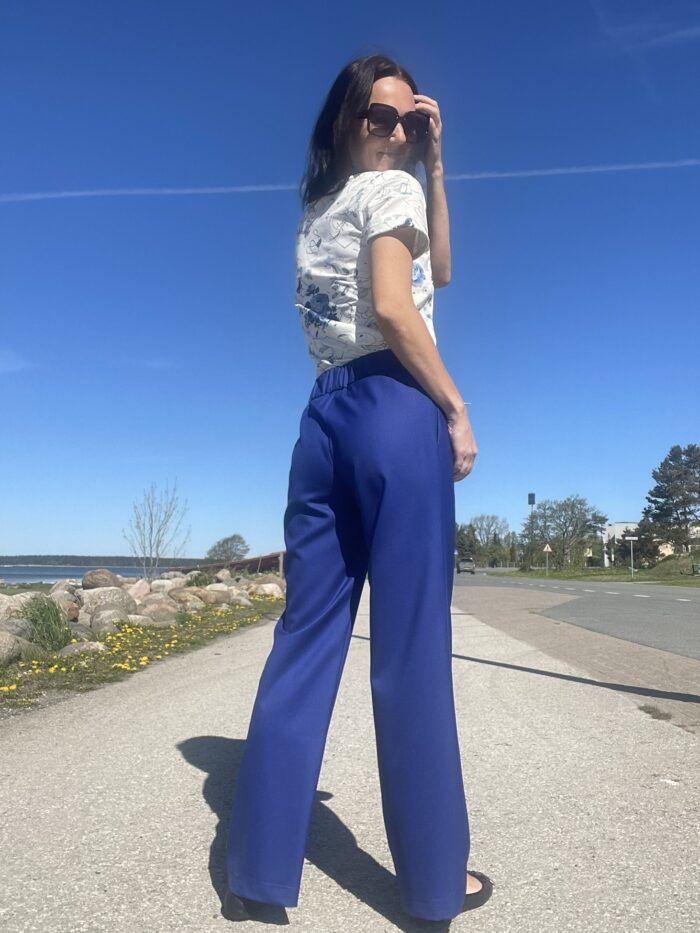 Wide Leg Trousers Royal Blue, 100% Merino Wool - Image 2