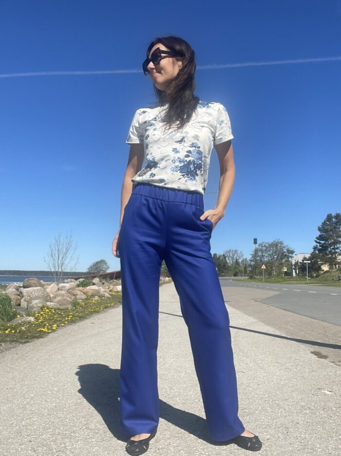 Wide Leg Trousers Royal Blue, 100% Merino Wool - Image 3