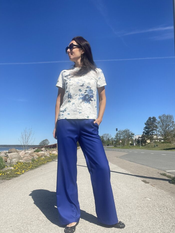 Wide Leg Trousers Royal Blue, 100% Merino Wool - Image 4