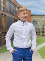 White Shirt With Blue Horse Details - Image 2