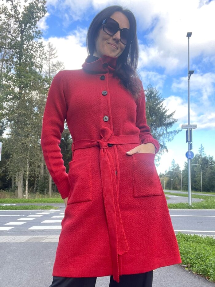 Cardigan Burgundy, 50% Merino Wool - Image 2