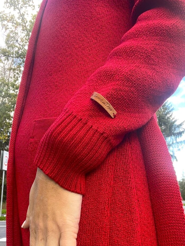 Cardigan Burgundy, 50% Merino Wool - Image 5