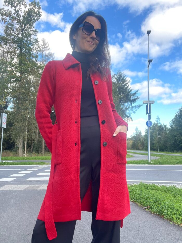 Cardigan Burgundy, 50% Merino Wool - Image 4