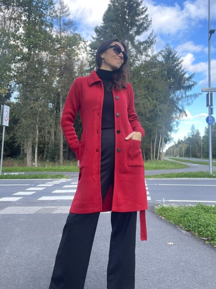 Cardigan Burgundy, 50% Merino Wool - Image 3