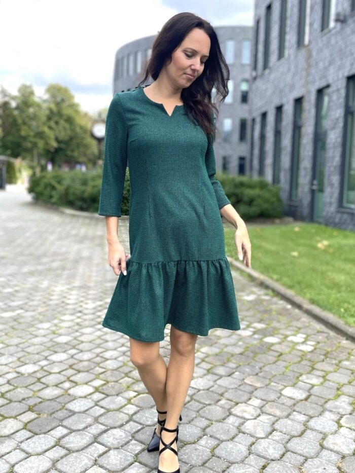 Peenvillane roheline kleit satsiga Virgin Wool Green Dress - Image 3