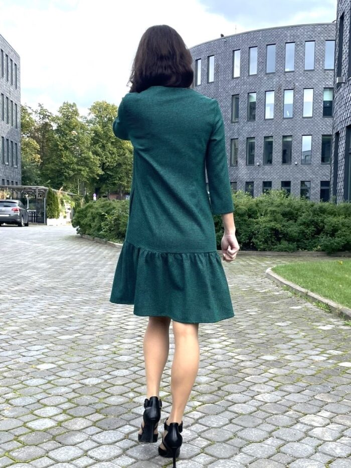 Peenvillane roheline kleit satsiga Virgin Wool Green Dress - Image 4