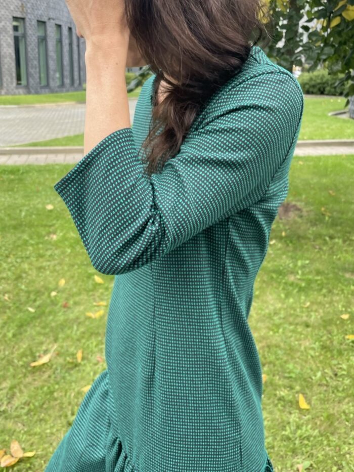 Peenvillane roheline kleit satsiga Virgin Wool Green Dress - Image 5