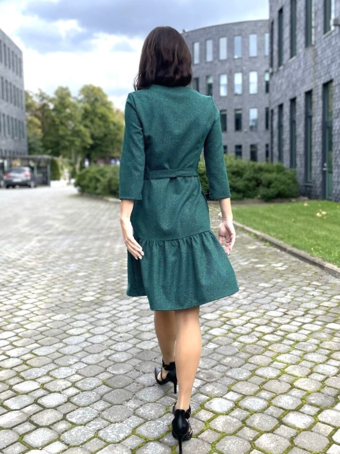 Peenvillane roheline kleit satsiga Virgin Wool Green Dress - Image 2