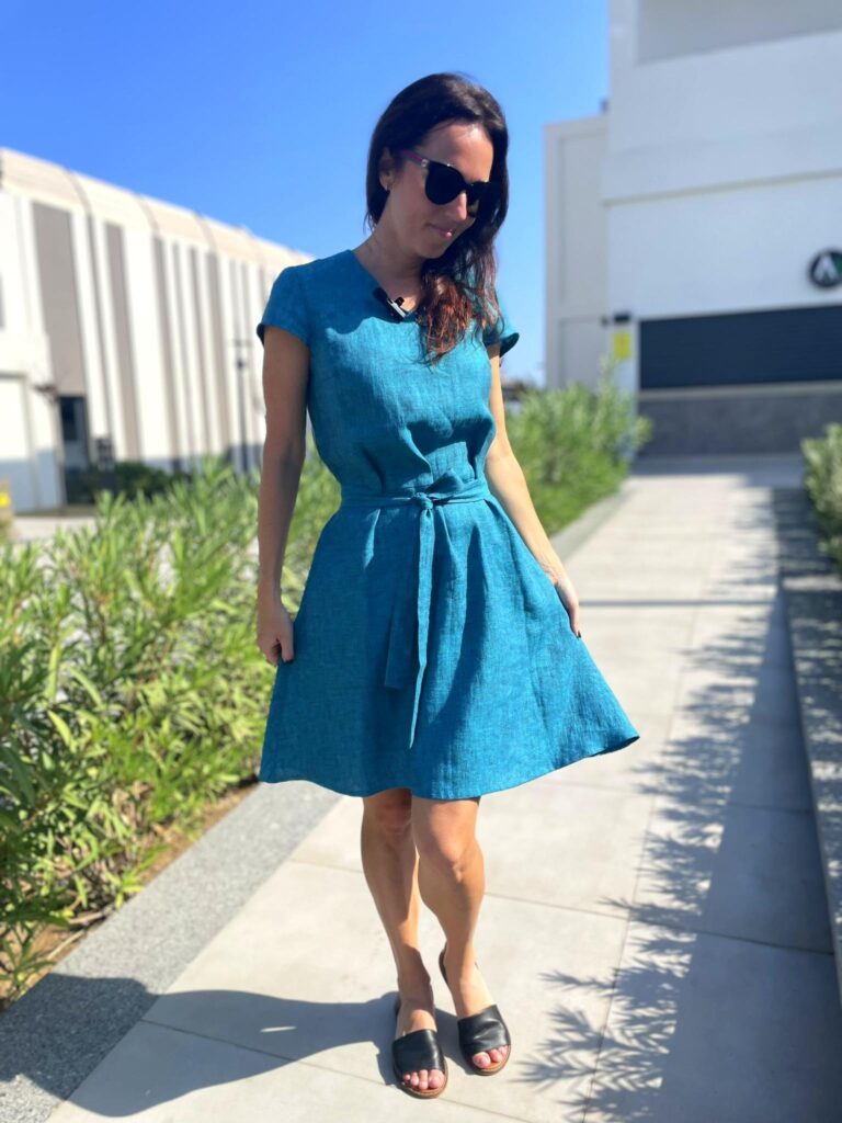 Sea Green Dress, 100% LINEN