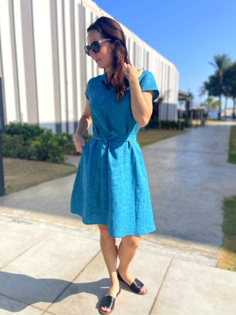 Sea Green Dress, 100% LINEN - Image 3