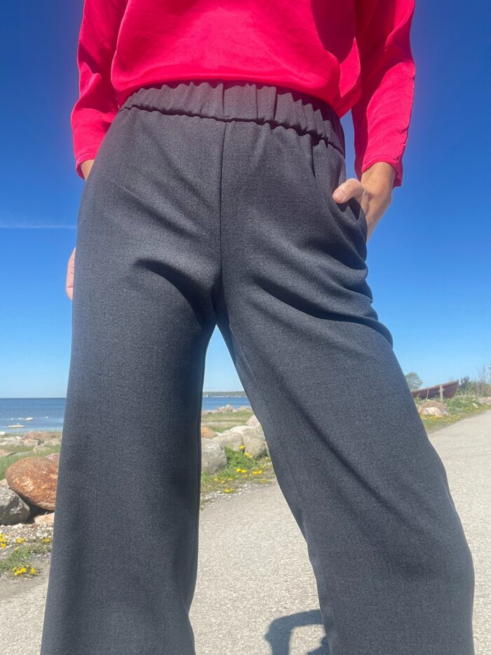 Villased hallid püksid laia säärega - Image 5