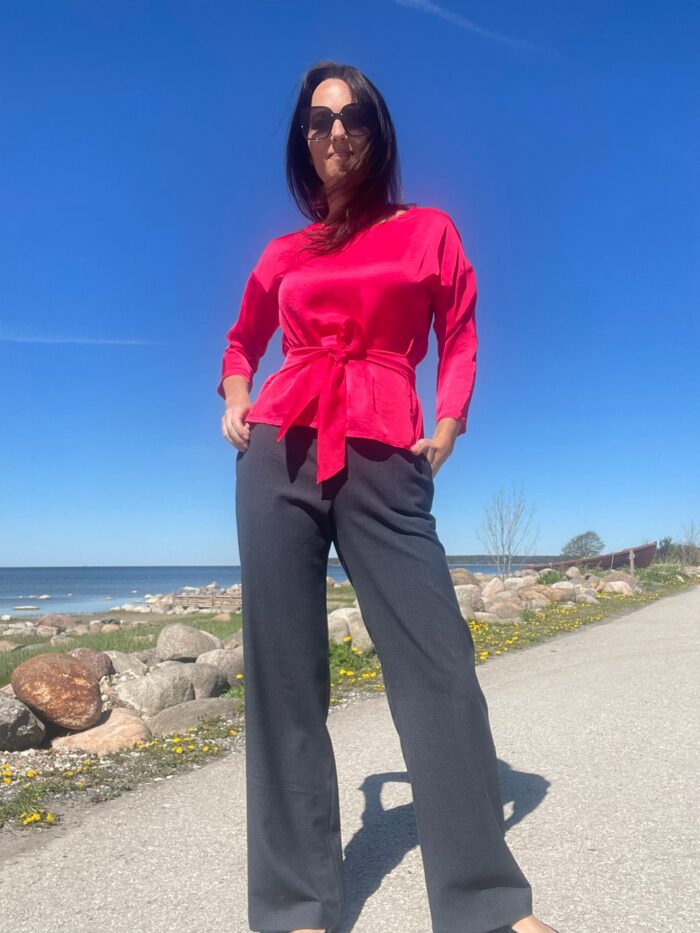 Villased hallid püksid laia säärega - Image 1