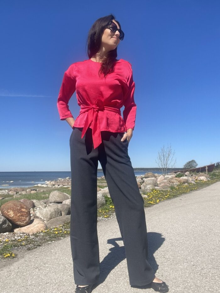 Villased hallid püksid laia säärega - Image 2