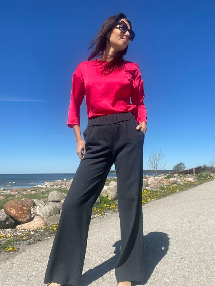 Villased hallid püksid laia säärega - Image 3