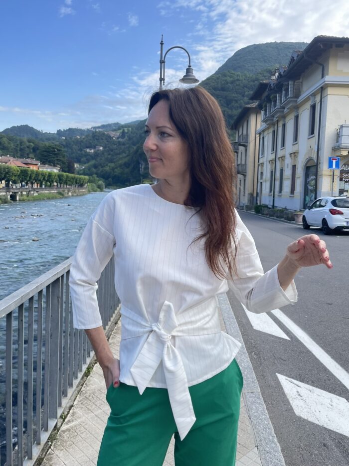 White Blouse With Stripes - Image 1