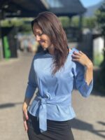 Light Blue Floral Satin Blouse