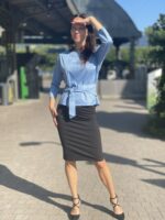 Light Blue Floral Satin Blouse - Image 5