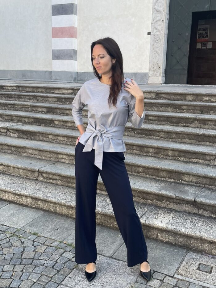 Navy Blue Trousers Wide Leg - Image 4