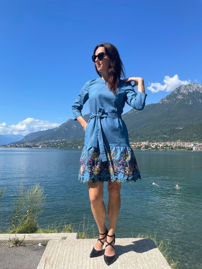 Denim Dress With Embroidery - Image 3