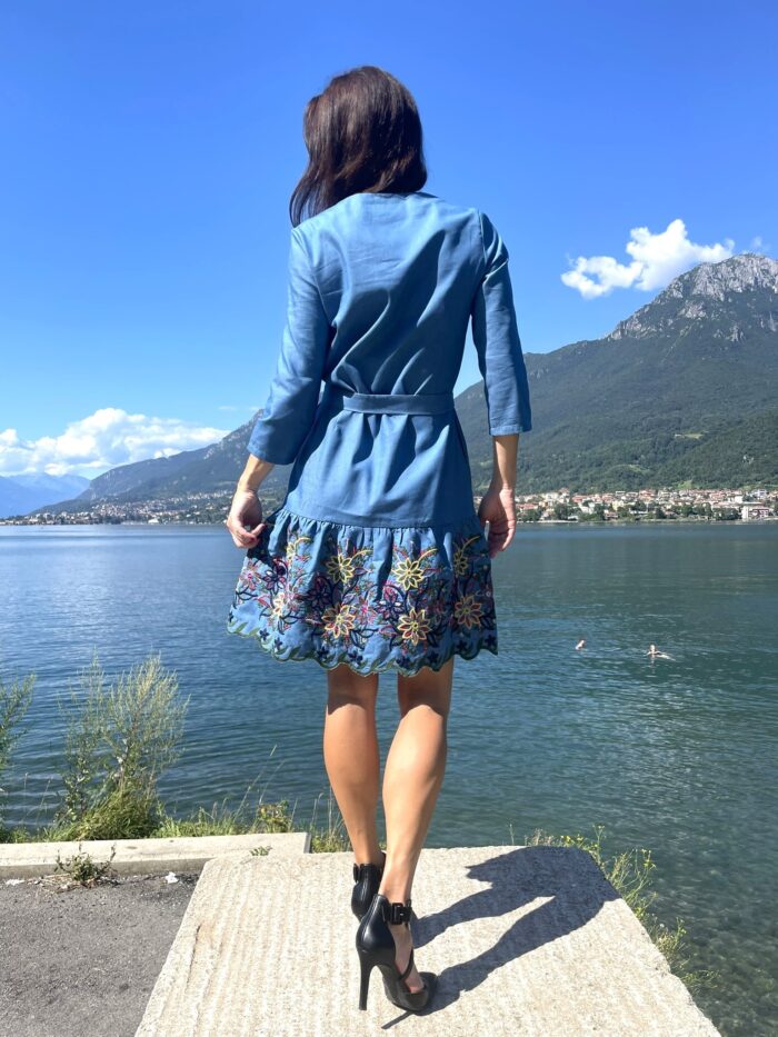 Denim Dress With Embroidery - Image 2